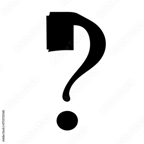 A Bold Black Question Mark Symbol on a Plain White Background