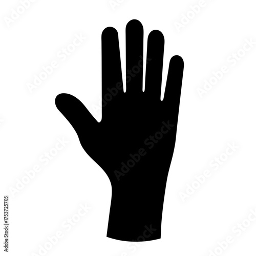 Silhouette of a human hand with fingers extended against a white background