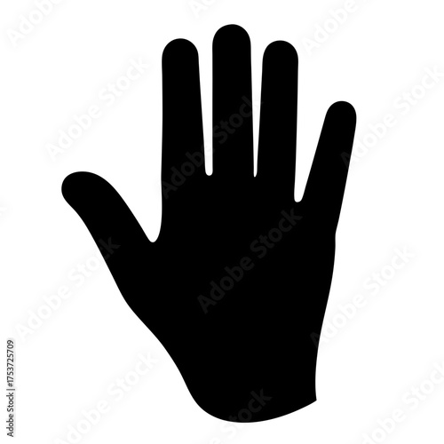 Black silhouette of a hand with five fingers in a simple style