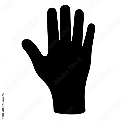 Silhouette of an open hand with five fingers shown in black color
