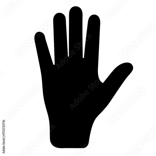Silhouette of human hand with fingers extended against a white background