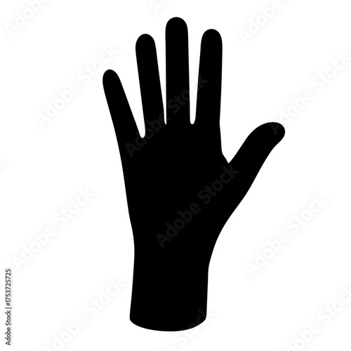 Simple black silhouette of a human hand showing all five fingers