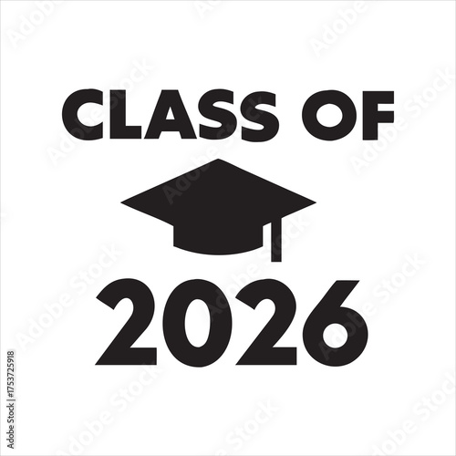 Class of 2026 graduation cap symbol isolated on a white background