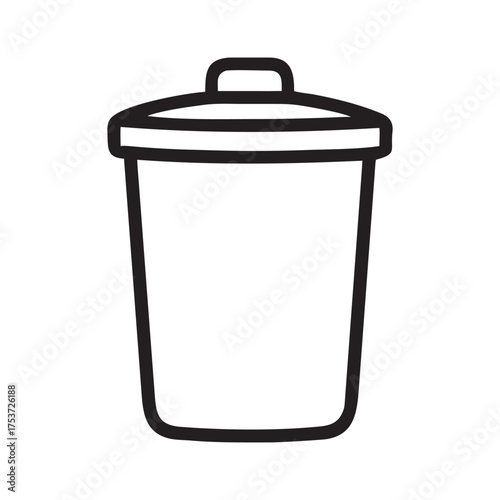 Simple outline of a trash can isolated on a white background