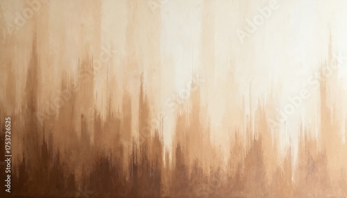 Abstract acrylic art with vertical brush strokes in beige and brown. The texture blends light and dark earthy tones, creating a minimalist, neutral background for design projects.
