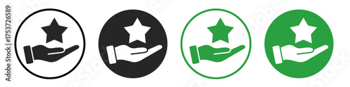 hand hold star flat icon set