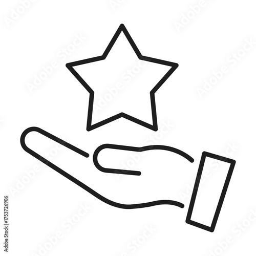 hand hold star line icon