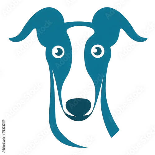 Stylized blue greyhound dog head vector illustration.