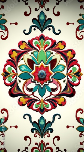 Vibrant Floral Damask Seamless Pattern Luxury Symmetrical_3