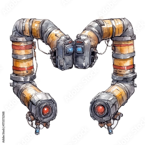 watercolor vector of Conduit Bender, isolated on a white background.