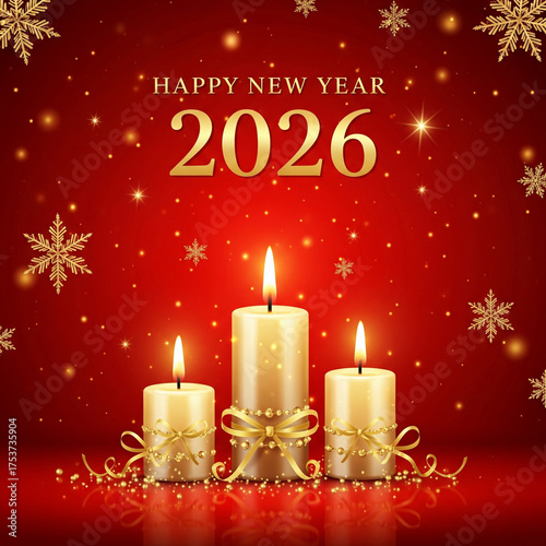 Elegant Black and Gold Happy New Year 2026 Design