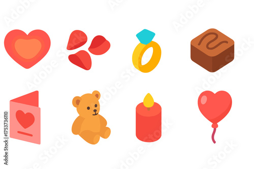 Valentine's day filled icon set. love, romance, heart, gift, proposal icons