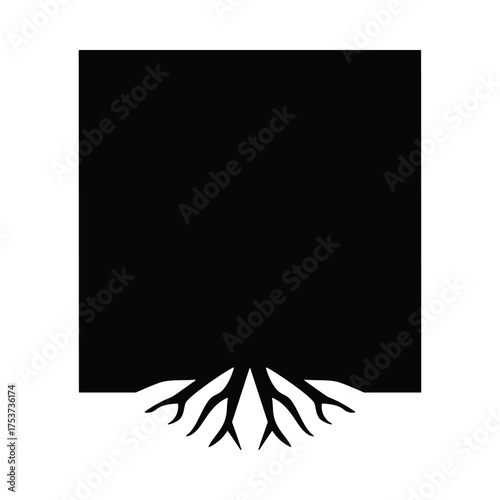 Square Tree Roots Badge Label Icon
