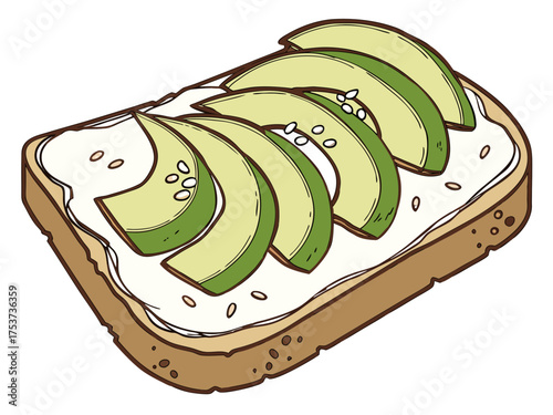Avocado toast with creamy spread and sliced green avocado on bread. Delicious avocado toast features fresh, vibrant ingredients and toasted bread