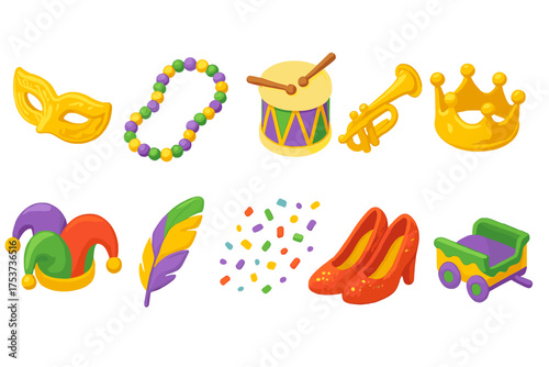 Carnival celebration 3d icon set with parade and party elements