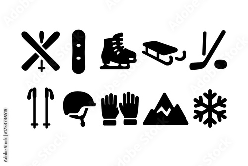 Nature silhouette icon set. leaf, tree, and wildlife vector silhouettes collection