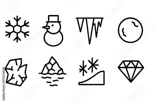 Winter, snow linear icon set. snowflakes, snowman, ice icons outline collection