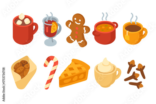 Winter holiday 3d icon set. cozy, festive, warm holiday symbols in 3d style.