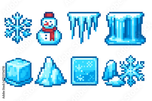 Winter, snow solid icon set. frost, ice, snowflake, winter icons solid collection