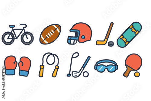 Sports and recreation outline icon set. fitness, games, outdoor activities collection