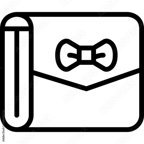 Outline vector icon of a folded clutch purse with a bow detail on a transparent background perfect for fashion and accessory design elements