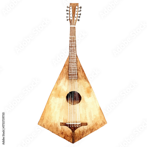 watercolor of Balalaika, vector, isolated on a white background.