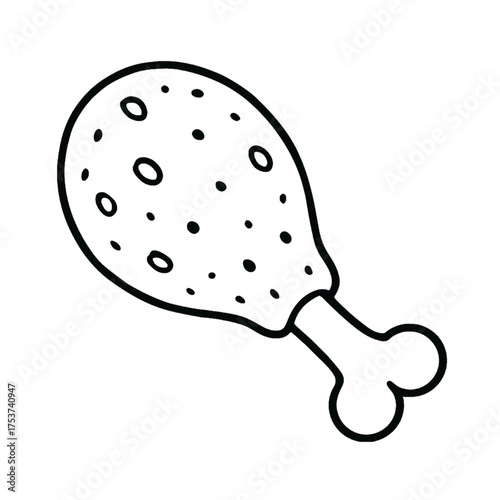 Fried Chicken Drumstick Icon Outline Food Clipart