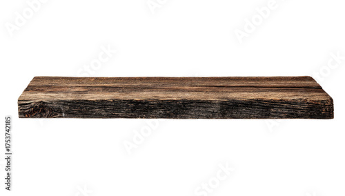 Rustic wooden plank, horizontal, isolated