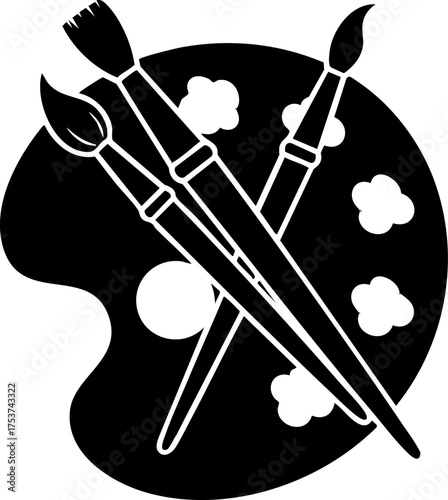 Artistic palette with brushes creating vibrant designs, inspiring creativity for artists and designers seeking unique visual elements