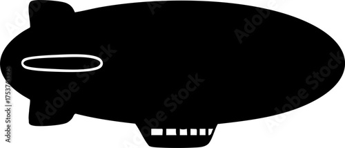 Iconic black blimp silhouette soaring through the sky, symbolizing travel, adventure, and vintage exploration with a modern minimalist design