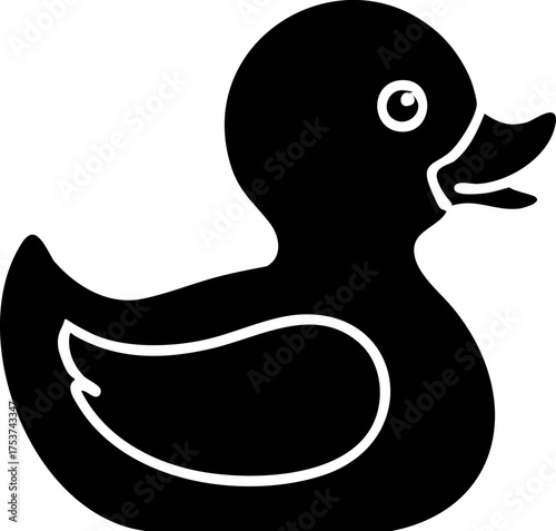 Adorable black silhouette of a cheerful rubber ducky, perfect for playful designs and children's themes, bringing joy and fun to any project.