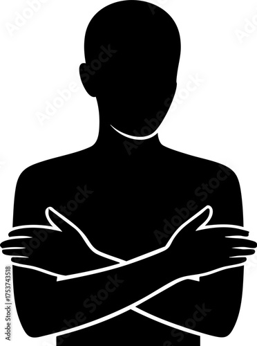 Empathetic figure offering comfort and support embracing self with caring gesture conveying warmth and security during challenging times