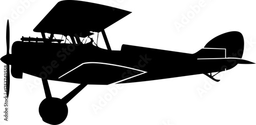 Classic biplane silhouette soaring through the sky evoking adventure and aviation history for travel or retro themes