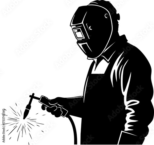 Skilled welder sparks creativity and innovation with precision torch, crafting industrial metal art and essential structures with focused intensity