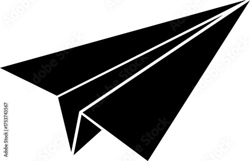 Dynamic black paper airplane soaring through possibilities, symbolizing launch, creativity, and forward momentum for innovative projects.