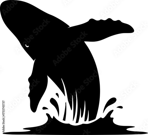 Majestic whale breaching ocean waves with powerful spray, symbolizing freedom and nature's grandeur.