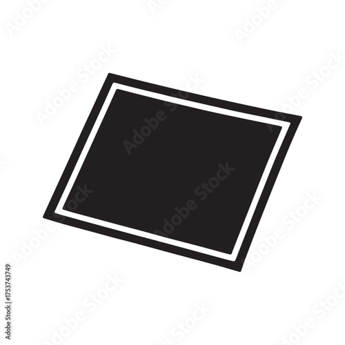 Tilted black rectangle with a double border, a minimalist geometric silhouette vector design