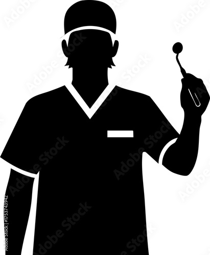 Professional dentist holding dental tool ready for examination, symbolizing dental care expertise and oral health commitment