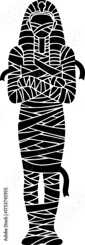 Ancient Egyptian sarcophagus mummy bandages detailed illustration ready for historical or Halloween themes