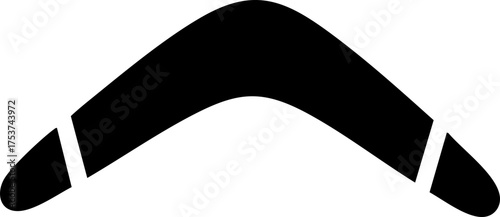 Dynamic boomerang silhouette representing return, action, and cyclical motion for sports or adventure themes