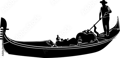 Elegant gondola glides gracefully through canals navigated by a skilled gondolier, evoking romantic Italian journeys and timeless travel experiences