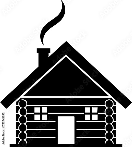 Cozy log cabin with smoking chimney evokes rustic charm and warm, inviting home comfort for outdoor living inspiration