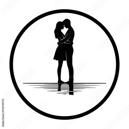Couples hugging vector art of silhouette of a couple embracing in a circle