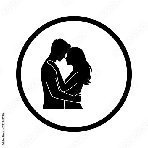 Couples hugging vector art of silhouette of a couple embracing each other in a circle