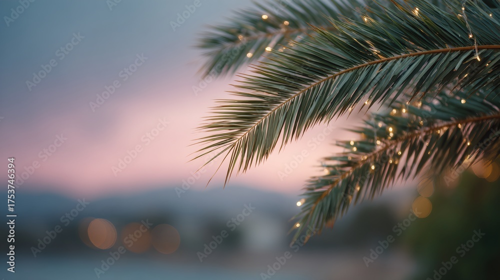 Obraz premium Palm tree with a glowing light on it