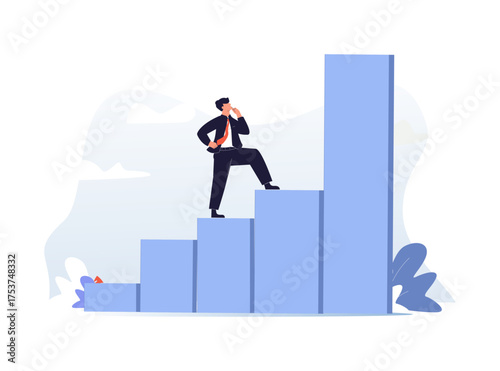 Business growth graph and chart, investment profit increase, return or earning rising up, upward trend or boost business