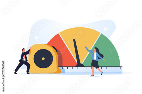 Benchmark performance or KPI key performance indicator, metrics or measurement to measure success, result evaluation
