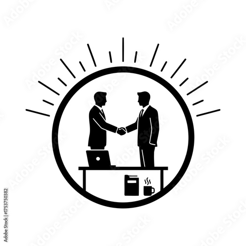 Office restart handshake vector art of business people shaking hands after the negotiation
