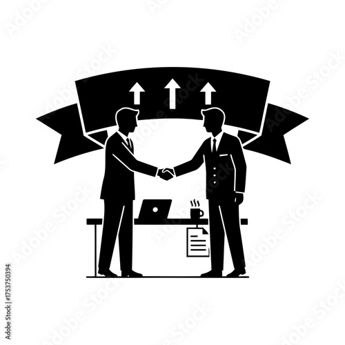 Office restart handshake vector art of business people shaking hands after the meeting