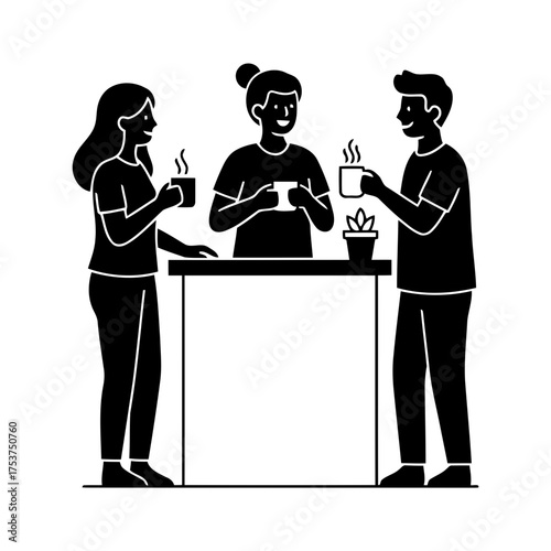 Office restart meeting vector art of business team having coffee break